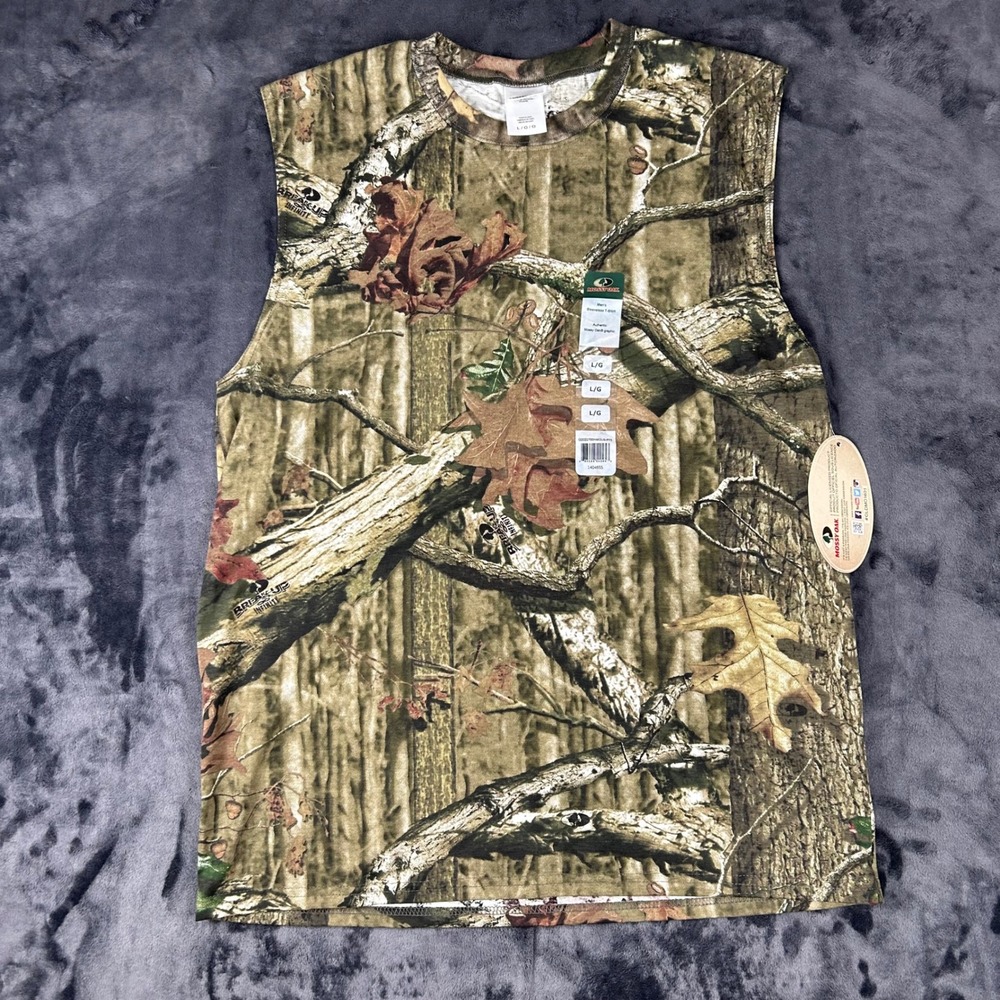 Mossy Oak Sleeveless T-Shirt Mens L Green Break-Up Infinity Camo Muscle Tee